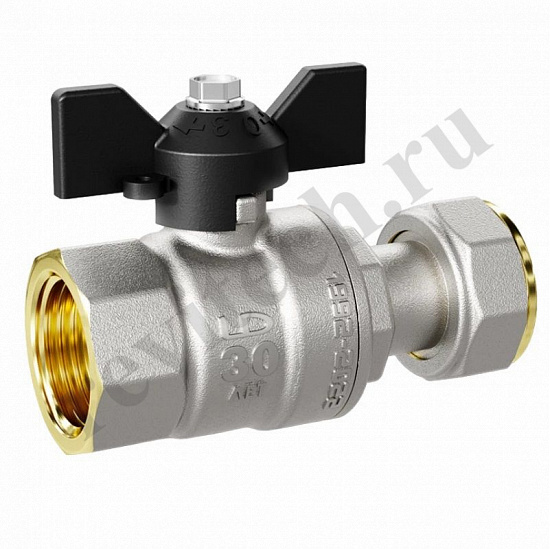 Кран шаровой резьб. 3/4", PN40, LD Pride, латунь Н/П, вн.р. с нак. гайкой - вн.р., с бабочкой (артикул LD 47.346.20)